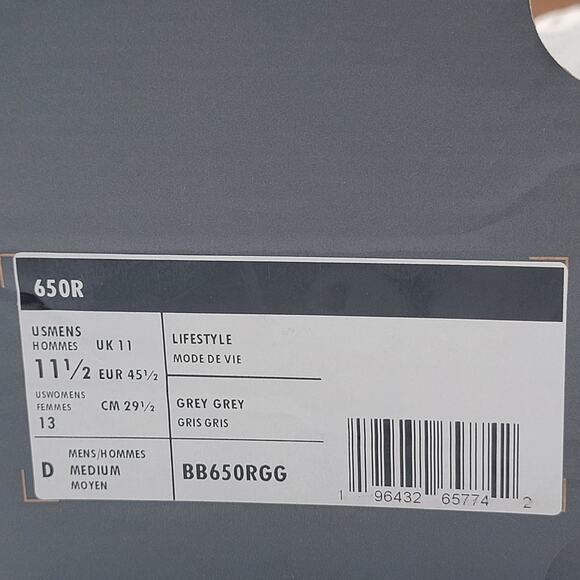 New Balance Men 650R Lifestyle sneakers Aluminum Rain Cloud BB650RGG Sz 11.5 main image 6